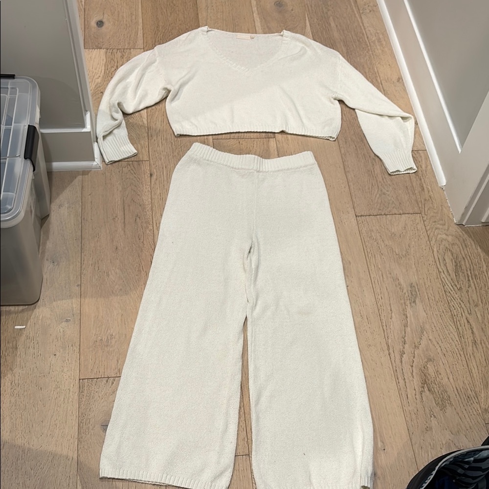 Monday Swimwear Hamilton Cream Wide Leg Pants & sweater